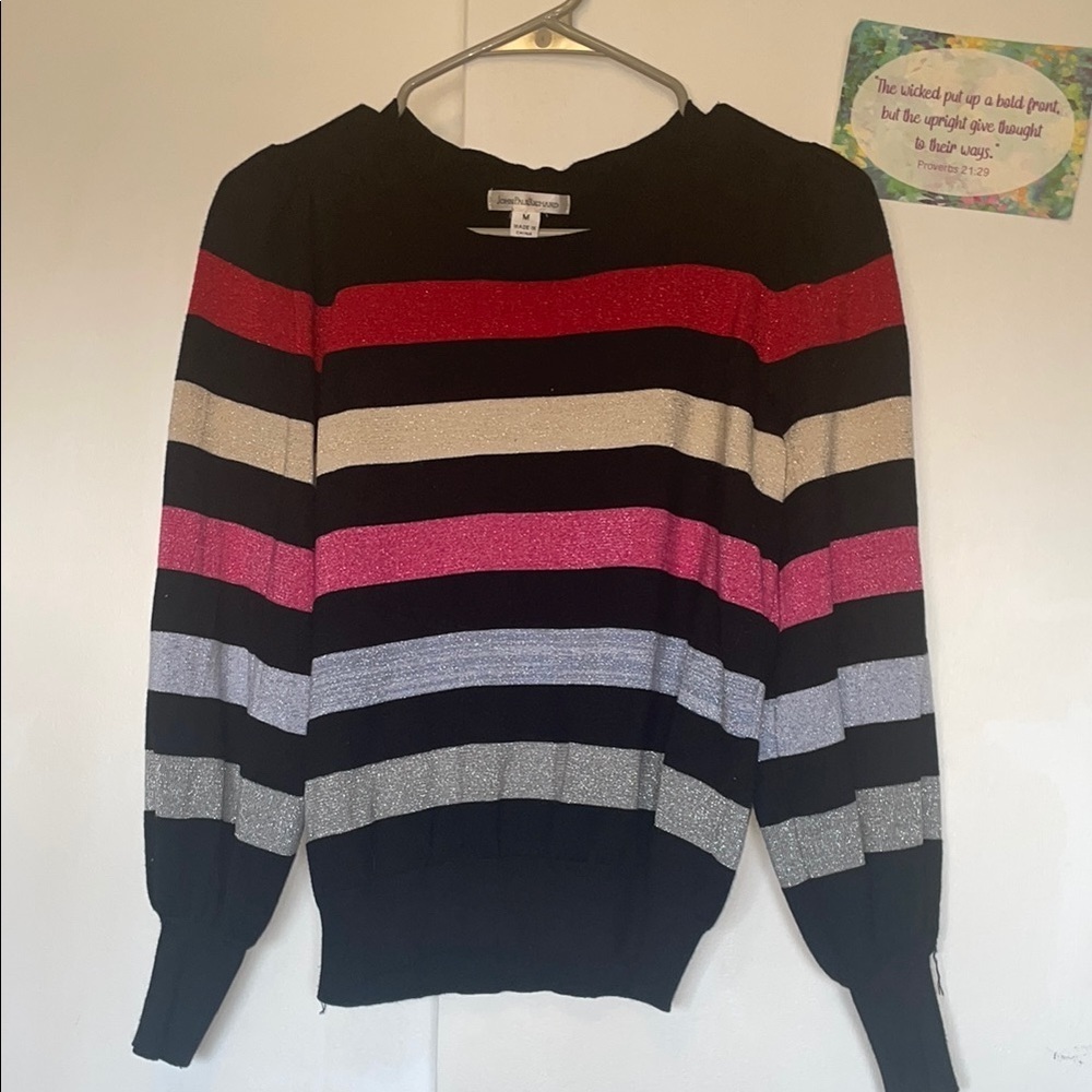 JohnPaulRichard Black and Red Crew Neck Sweater